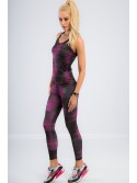 Leggings mit schwarzem und amaranthfarbenem Muster H001 – Online-Shop – Boutique